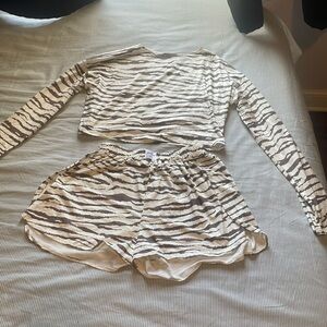 zebra print PJ set with long crop shirt